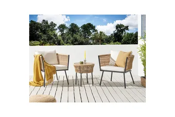 Cafeset Beliani Gargano Brun/grå Ljusbeige||Natural - Hagemøbler & utemiljø - Hagegruppe - Cafemøbler & cafesett
