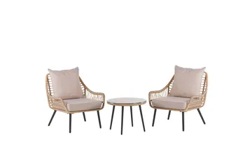Cafeset Beliani Laureto Grå Natural||Beige||Black - Hagemøbler & utemiljø - Hagegruppe - Cafemøbler & cafesett