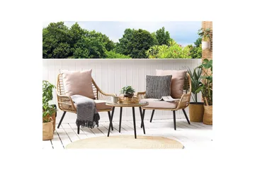 Cafeset Beliani Laureto Grå Natural||Beige||Black - Hagemøbler & utemiljø - Hagegruppe - Cafemøbler & cafesett