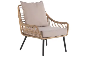 Cafeset Beliani Laureto Grå Natural||Beige||Black - Hagemøbler & utemiljø - Hagegruppe - Cafemøbler & cafesett
