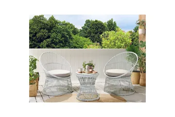 Cafeset Beliani Mesyna Beige/grå White||Beige - Hagemøbler & utemiljø - Hagegruppe - Cafemøbler & cafesett