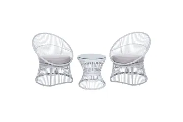Cafeset Beliani Mesyna Beige/grå White||Beige - Hagemøbler & utemiljø - Hagegruppe - Cafemøbler & cafesett
