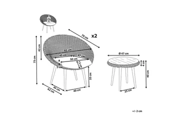 Cafeset Beliani Ortigia Ljusbeige - Hagemøbler & utemiljø - Hagegruppe - Cafemøbler & cafesett