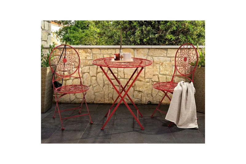 Cafeset Beliani Scario Red - Hagemøbler & utemiljø - Hagegruppe - Cafemøbler & cafesett