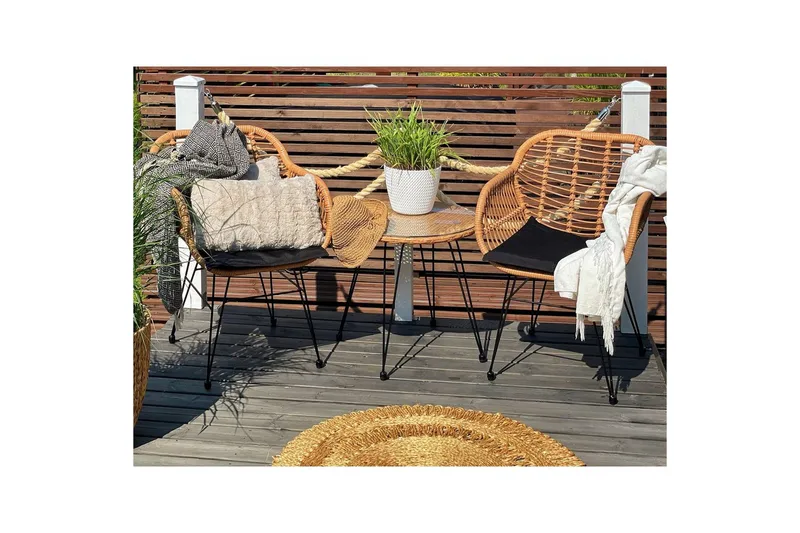 Cafeset Beliani Tropea II Natural - Hagemøbler & utemiljø - Hagegruppe - Cafemøbler & cafesett