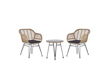 Cafeset Beliani Tropea II Natural - Hagemøbler & utemiljø - Hagegruppe - Cafemøbler & cafesett