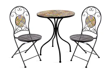 Balkongset Morocco Bord Och 2 Stolar Mosaik Black, Multicolor - Hagemøbler & utemiljø - Hagegruppe - Cafemøbler & cafesett