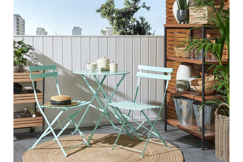 Balkongsett Alatri 60 cm + 2 stoler - mintgrønn - Hagemøbler & utemiljø - Hagegruppe - Cafemøbler & cafesett