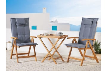 Balkongsett av bord och 2 stoler blå JAVA - Tre/natur - Hagemøbler & utemiljø - Hagegruppe - Cafemøbler & cafesett