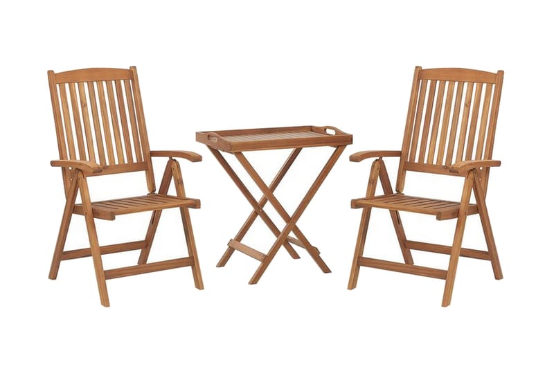 Balkongsett av bord och 2 stoler blå JAVA - Tre/natur - Hagemøbler & utemiljø - Hagegruppe - Cafemøbler & cafesett