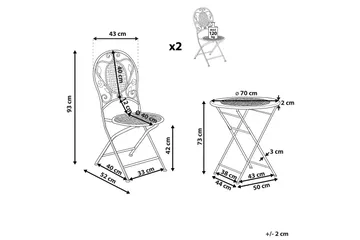 Balkongsett av bord og 2 stoler Lysegrønn BIVIO - Grønn - Hagemøbler & utemiljø - Hagegruppe - Cafemøbler & cafesett
