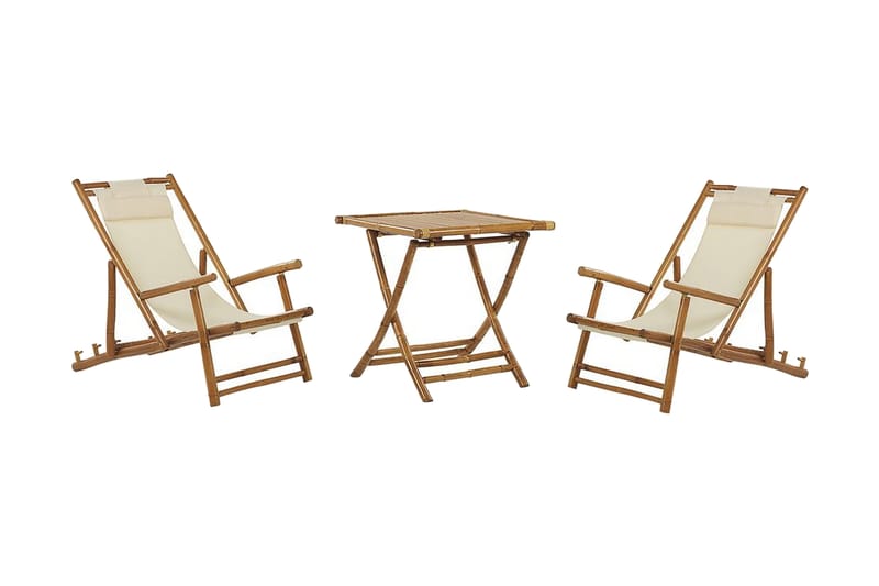 Balkongsett Hvit/ beige ATRANI / SPELLO - Beige - Hagemøbler & utemiljø - Hagegruppe - Cafemøbler & cafesett