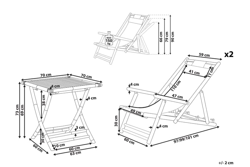 Balkongsett Hvit/ beige ATRANI / SPELLO - Beige - Hagemøbler & utemiljø - Hagegruppe - Cafemøbler & cafesett