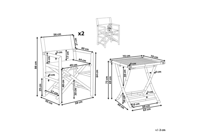 Balkongsett Hvit/ beige MOLISE / SPELLO - Tre / Natur - Hagemøbler & utemiljø - Hagegruppe - Cafemøbler & cafesett