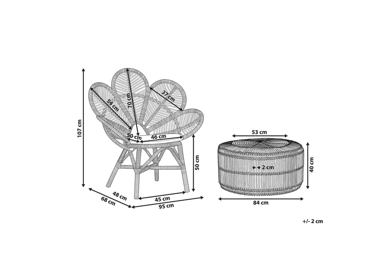 Balkongsett Limni 140 cm + 2 Lorentine Lenestoler - Tre/Natur - Cafemøbler & cafesett