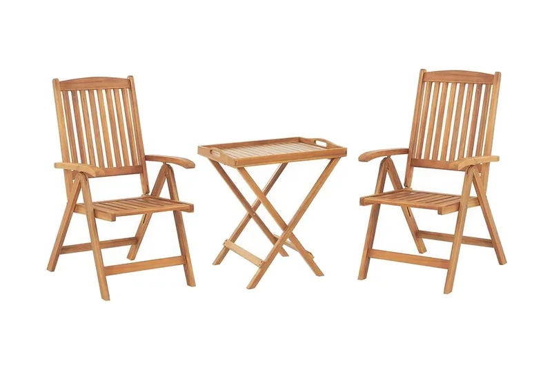 Balkongsett med bord og 2 stoler Hvit JAVA - Tre / Natur - Hagemøbler & utemiljø - Hagegruppe - Cafemøbler & cafesett