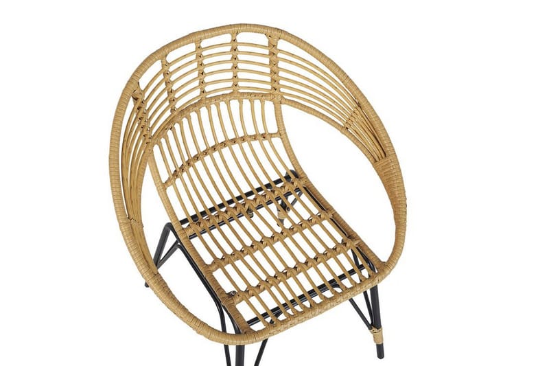 Balkongsett med bord og 2 stoler rotting PELLARO - Tre / Natur - Hagemøbler & utemiljø - Hagegruppe - Cafemøbler & cafesett