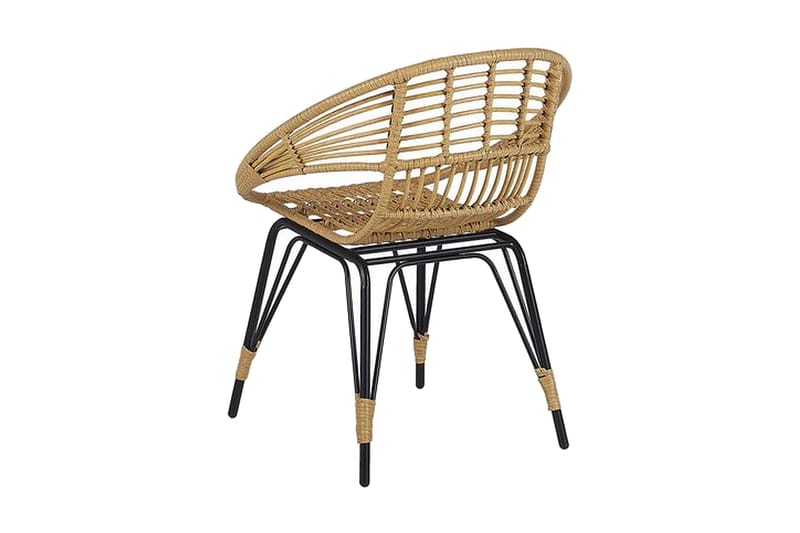 Balkongsett med bord og 2 stoler rotting PELLARO - Tre / Natur - Hagemøbler & utemiljø - Hagegruppe - Cafemøbler & cafesett