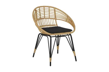 Balkongsett med bord og 2 stoler rotting PELLARO - Tre / Natur - Hagemøbler & utemiljø - Hagegruppe - Cafemøbler & cafesett