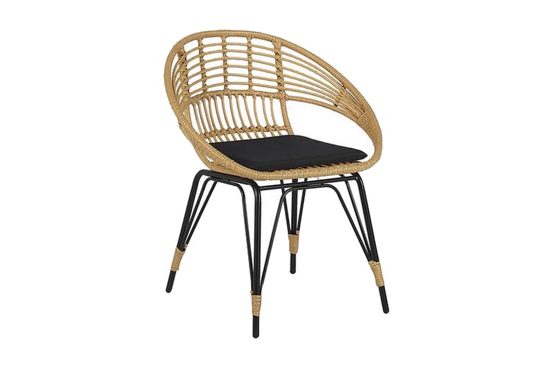 Balkongsett med bord og 2 stoler rotting PELLARO - Tre / Natur - Hagemøbler & utemiljø - Hagegruppe - Cafemøbler & cafesett