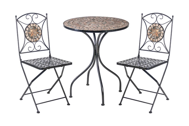 Balkongsett MOSAIC bord og 2 stoler D60xH70cm - Cafemøbler & cafesett