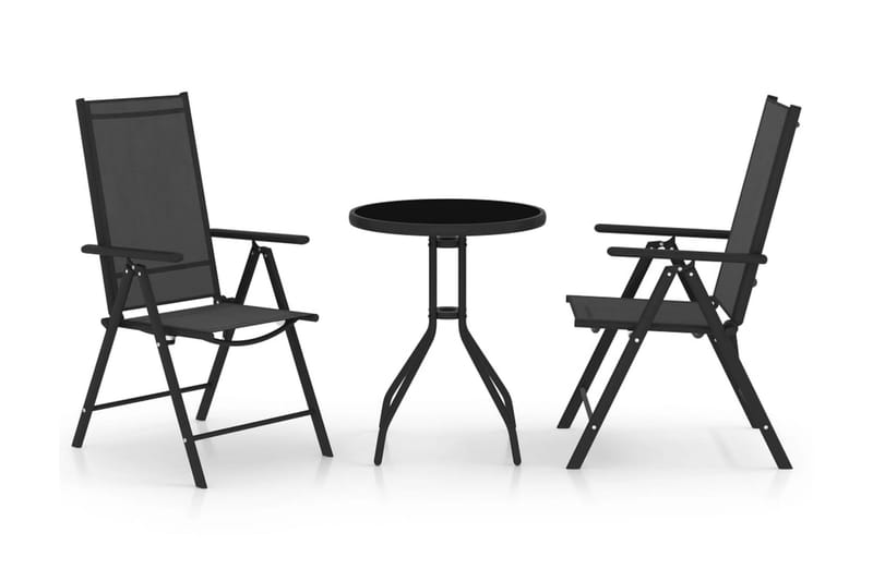 Bistorsett 3 deler aluminium og textilene svart - Svart - Cafemøbler & cafesett