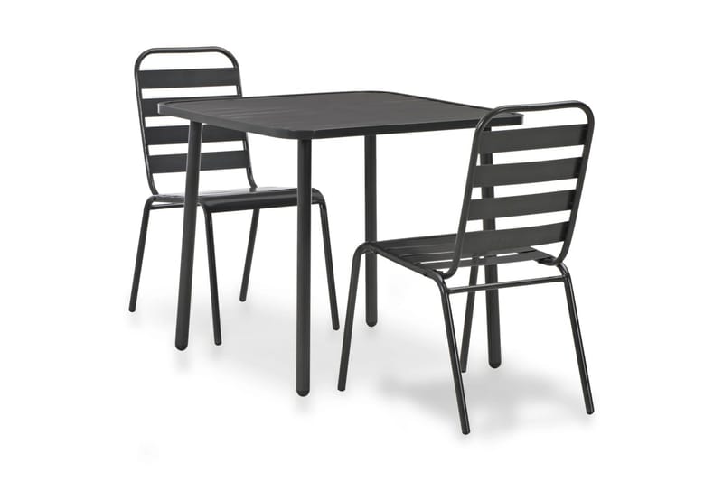 Bistrosett 3 deler stål mørkegrå - Svart - Cafemøbler & cafesett