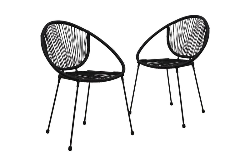 Bistrosett 3 deler PVC-rotting svart - Cafemøbler & cafesett