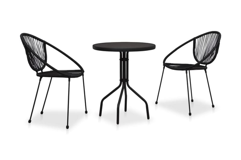 Bistrosett 3 deler PVC-rotting svart - Cafemøbler & cafesett