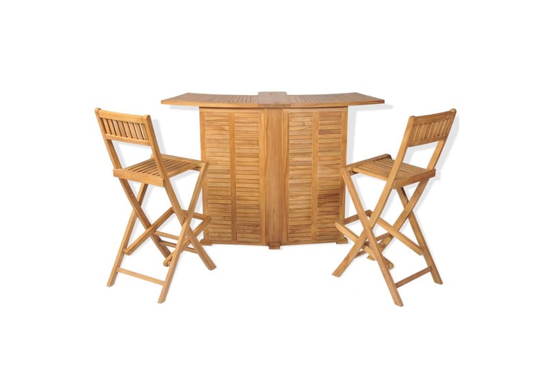 Bistrosett med brettbare stoler 3 deler heltre teak - Brun - Cafemøbler & cafesett