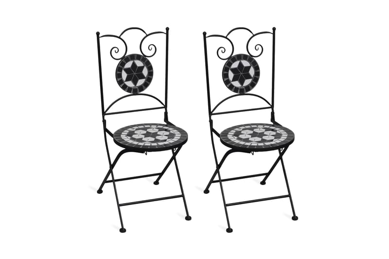 Bistrosett med keramikkfliser 3 deler svart og hvit - Svart - Cafemøbler & cafesett