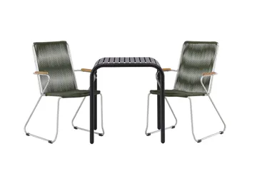 Borneo Cafésett 70 cm + 2 Bois Karmstoler - Grønn/Svart - Hagemøbler & utemiljø - Hagegruppe - Cafemøbler & cafesett