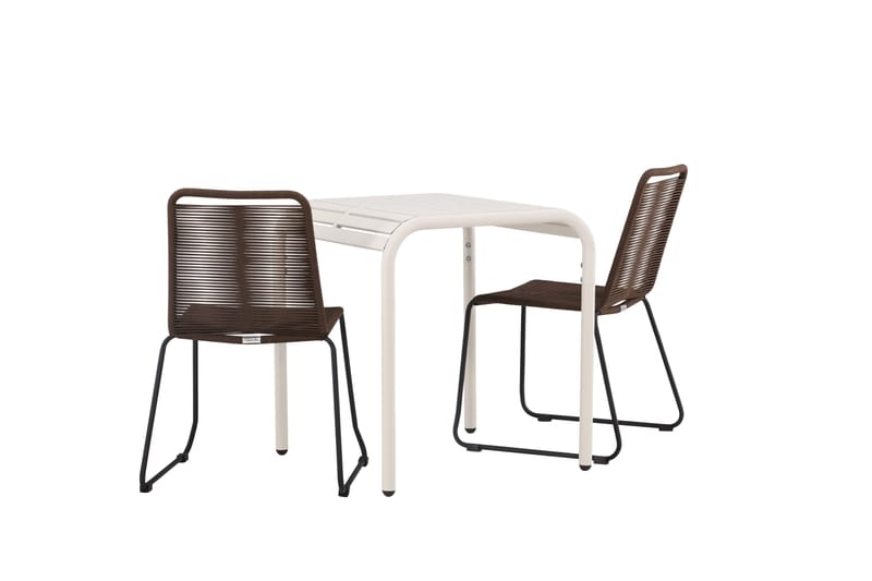 Borneo Cafésett 70 cm + 2 Lindos Spisestoler - Brun/Beige - Hagemøbler & utemiljø - Hagegruppe - Cafemøbler & cafesett