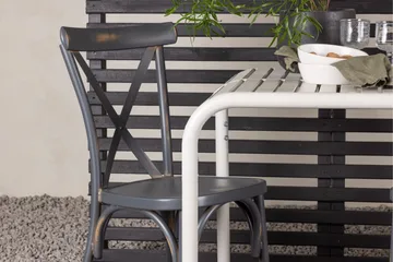 Borneo Cafésett 70 cm + 2 Tablas Spisestoler - Mørkegrå/Beige - Hagemøbler & utemiljø - Hagegruppe - Cafemøbler & cafesett