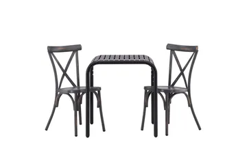Borneo Cafésett 70 cm + 2 Tablas Spisestoler - Mørkegrå/Svart - Hagemøbler & utemiljø - Hagegruppe - Cafemøbler & cafesett