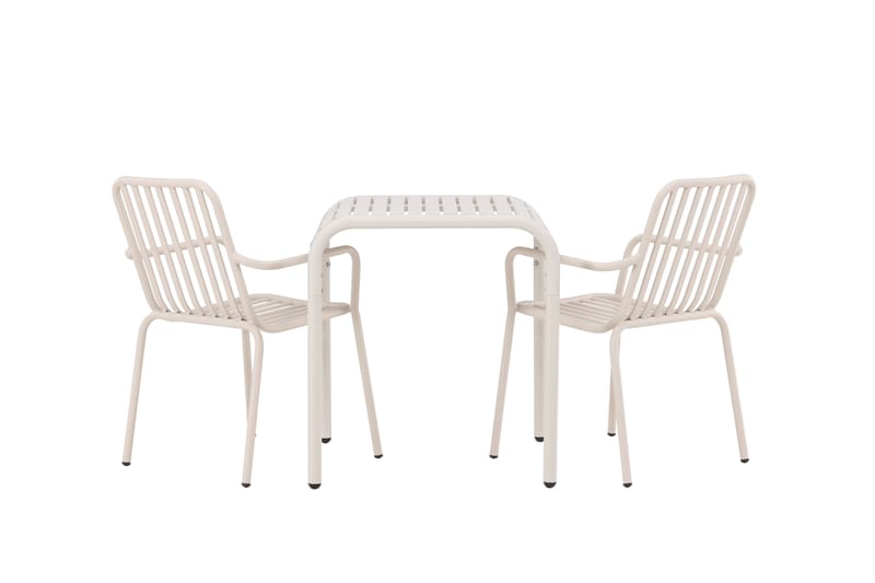 Borneo Cafésett 70 cm + 2 Peking Karmstoler - Beige - Hagemøbler & utemiljø - Hagegruppe - Cafemøbler & cafesett