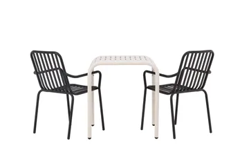 Borneo Cafésett 70 cm + 2 Peking Karmstoler - Svart/Beige - Hagemøbler & utemiljø - Hagegruppe - Cafemøbler & cafesett