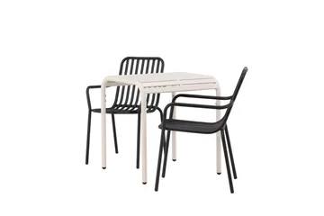 Borneo Cafésett 70 cm + 2 Peking Karmstoler - Svart/Beige - Hagemøbler & utemiljø - Hagegruppe - Cafemøbler & cafesett