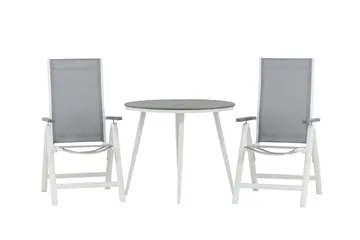Break Cafégruppe Rund 90 cm + 2 Albany Posisjonsstol - Hvit/Grå - Hagemøbler & utemiljø - Hagegruppe - Cafemøbler & cafesett