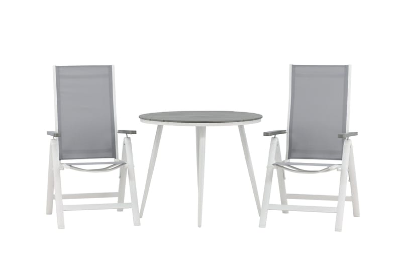 Break Cafégruppe Rund 90 cm + 2 Albany Posisjonsstol, Hvit/Grå