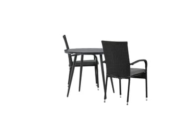 Break Cafégruppe Rund 90 cm + 2 Anna Spisestol - Svart - Hagemøbler & utemiljø - Hagegruppe - Cafemøbler & cafesett