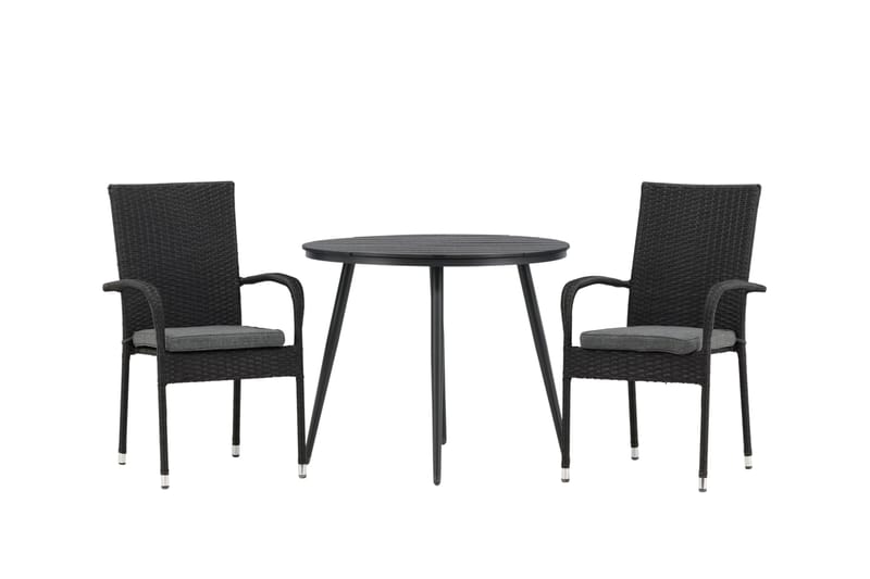 Break Cafégruppe Rund 90 cm + 2 Anna Spisestol, Svart