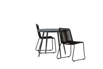 Break Cafégruppe Rund 90 cm + 2 Lindos Stablebar Stol - Svart - Hagemøbler & utemiljø - Hagegruppe - Cafemøbler & cafesett
