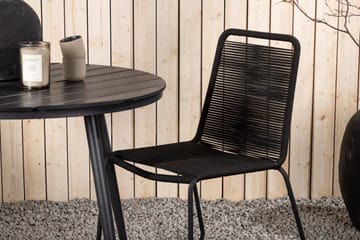 Break Cafégruppe Rund 90 cm + 2 Lindos Stablebar Stol - Svart - Hagemøbler & utemiljø - Hagegruppe - Cafemøbler & cafesett