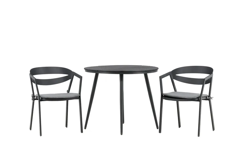 Break Cafégruppe Rund 90 cm + 2 Slit Spisestol, Svart