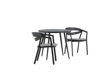 Break Cafégruppe Rund 90 cm + 2 Slit Spisestol - Svart - Hagemøbler & utemiljø - Hagegruppe - Cafemøbler & cafesett