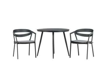 Break Cafégruppe Rund 90 cm + 2 Slit Spisestol - Svart - Hagemøbler & utemiljø - Hagegruppe - Cafemøbler & cafesett