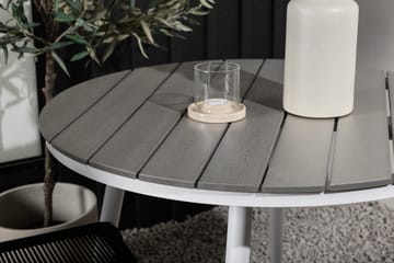 Break Spisegruppe Rund 90 cm + 2 Lindos Stablebar Stol - Svart/Grå - Hagemøbler & utemiljø - Hagegruppe - Cafemøbler & cafesett