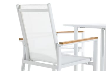 Cafégruppe Flippy 90 Rund + 4 Las Vegas Stablestol - Hvit|Teak - Hagemøbler & utemiljø - Hagegruppe - Cafemøbler & cafesett