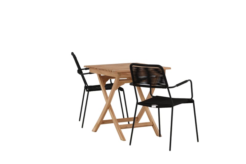Cafésett Ghana 70 cm + 2 Lindos Karmstol Brun/Svart - Venture Home - Cafemøbler & cafesett